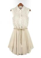 Rosewe Fashion Sleeveless Irregular Bottom Splicing Design Shirt Dress