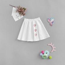 Shein Girls Three Heart Print A-line Skirt