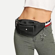 Shein Pocket Front Bum Bag With Guitar Strap