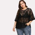 Shein Plus See-through Florals Lace Blouse