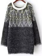 Shein Colour-block Round Neck Loose Sweater