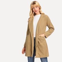 Shein Solid Single Button Woolen Coat