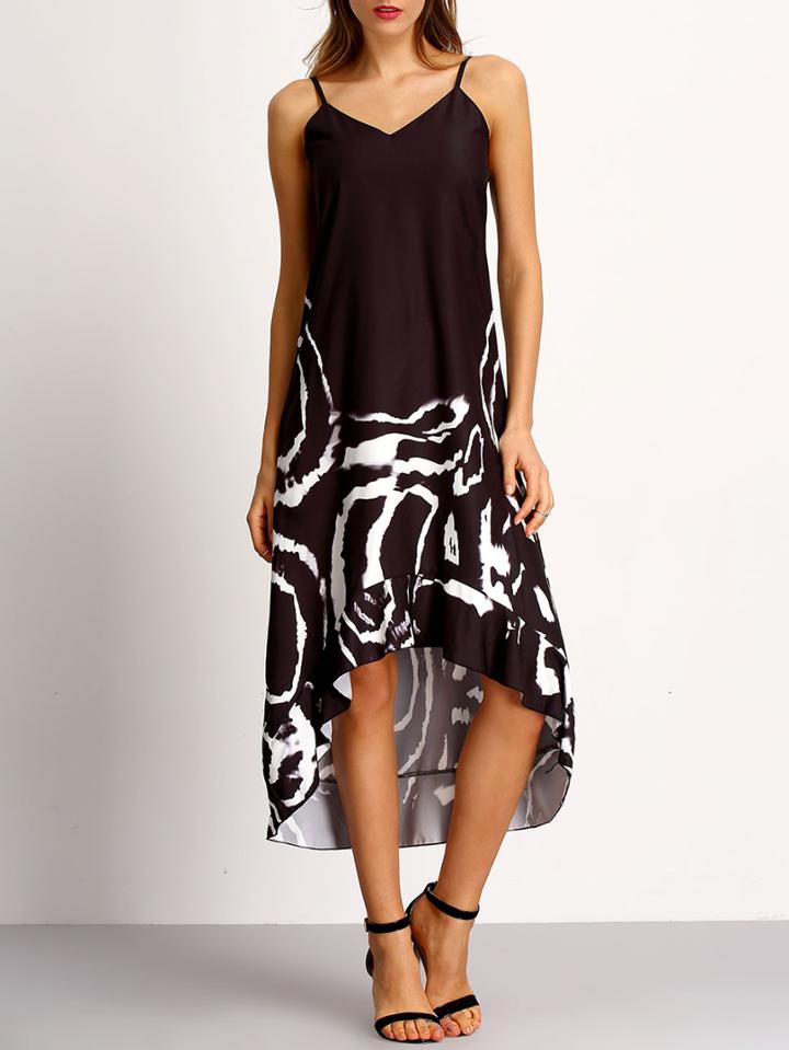 Shein Halter Geometric Print Asymmetrical Dress