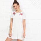 Shein Floral Embroidered Applique Cutout Front Dress
