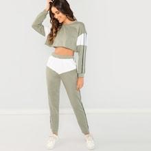 Shein Striped Crop Top & Pants Co-ord
