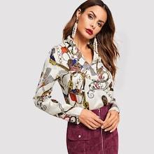 Shein Graphic Print Dip Hem Top
