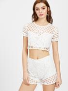 Shein Lace Crop Top With Shorts