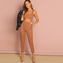 Shein Rib Knit Sports Bra & Pants Set