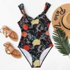 Shein Floral Cut-out Swimsuit