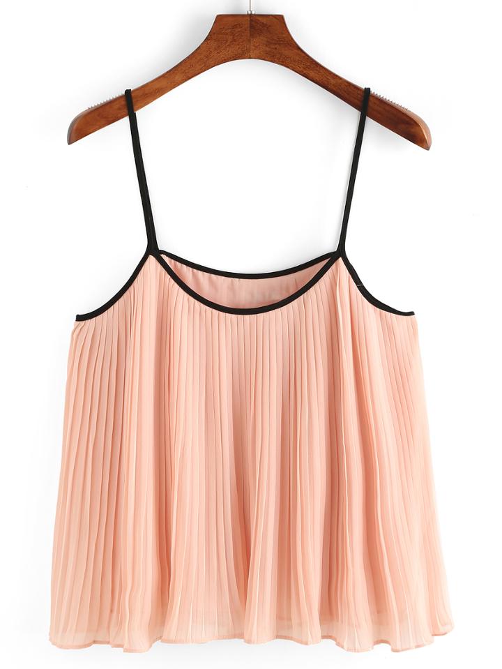 Shein Spaghetti Strap Pleated Chiffon Cami Top