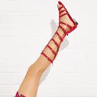 Shein Buckle Side Back Zipper Suede Sandals