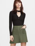 Shein Army Green Lace Up Pockets A-line Skirt