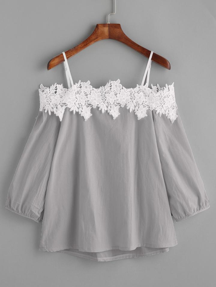 Shein Cold Shoulder Appliques Top