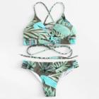 Shein Ladder Cutout Tropical Print Bikini Set
