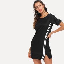 Shein Split Side Stripe Contrast Dress