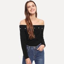Shein Fold Over Neck Slim Fitted Top