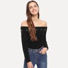 Shein Fold Over Neck Slim Fitted Top