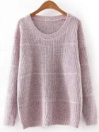 Shein Pink Round Neck Plain Knitwear