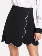 Shein Scallop Contrast Binding Trim Skirt