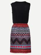 Shein Multicolor Tribal Print 2 In 1 Tank Dress
