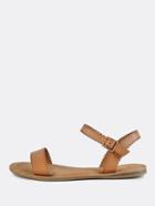 Shein Scalloped One Band Ankle Strap Sandals Tan