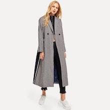 Shein Pocket & Button Front Plaid Outerwear