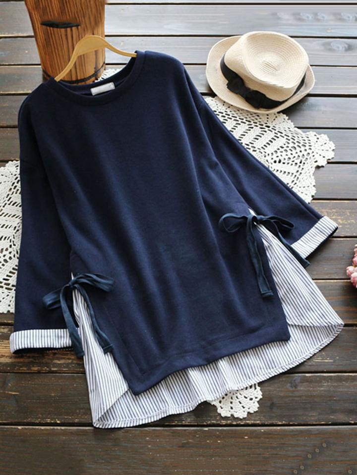 Shein Bow Tie Detail 2 In 1 Sweatshirt