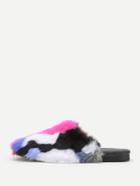Shein Charm Faux Fur Overlay Flat Slippers
