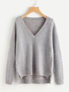 Shein Stepped Hem Fluffy Fleck Jumper