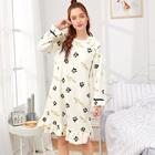 Shein Claw Print Ruffle Hem Plush Night Dress