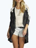 Shein Grey Contrast Lace Coat