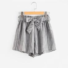Shein Plus Self Tie Waist Striped Shorts