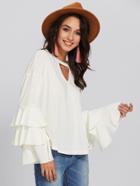 Shein Tiered Trumpet Curved Hem Top