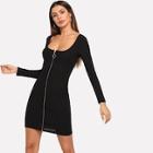 Shein Scoop Neck Zip Up Dress