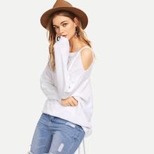 Shein Cut Out One Shoulder Eyelet Detail Jumper