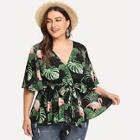 Shein Plus Jungle Print Wrap Blouse