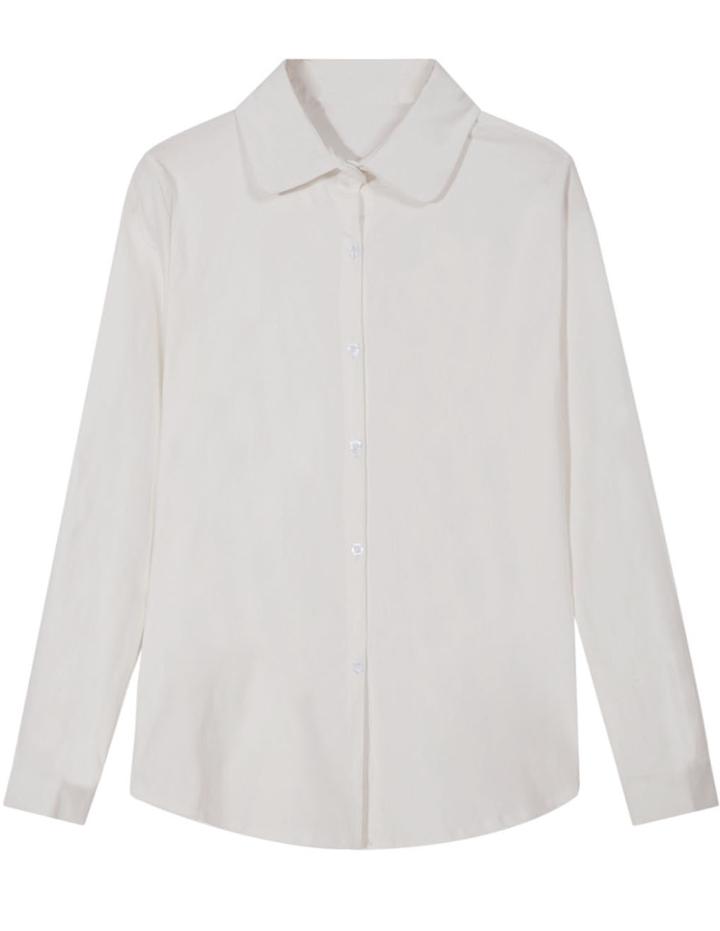 Shein White Lapel Long Sleeve Buttons Blouse
