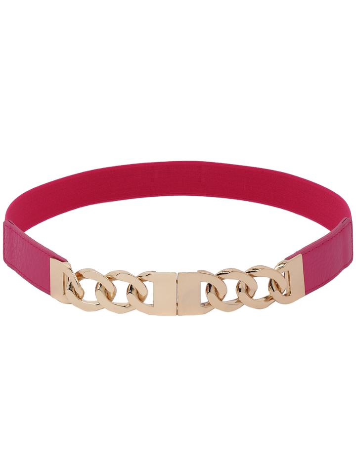 Shein Link Chain Interlock Buckle Pink Elastic Belt