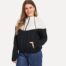 Shein Plus Drawstring Detail Hooded Jacket