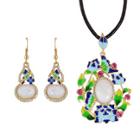 Shein Jewelry Set Opal Butterfly Necklace And Earrings