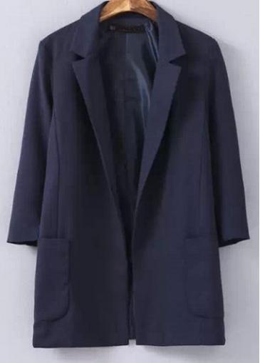 Rosewe Chic Three Quarter Sleeve Navy Suit For Woman