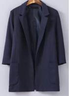 Rosewe Chic Three Quarter Sleeve Navy Suit For Woman