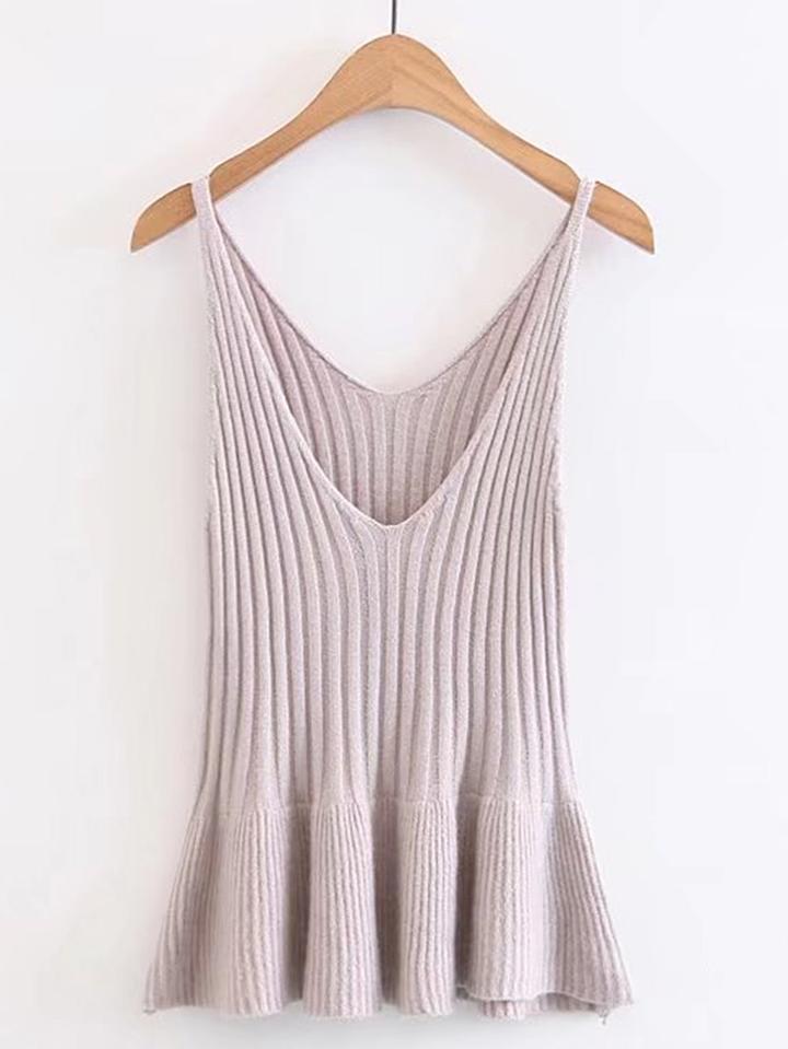 Shein Ruffle Hem Ribbed Sweater Vest