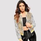 Shein Contrast Striped Sequin Panel Jacket