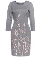 Shein Grey V Neck Flowers Embroidered Sheath Dress