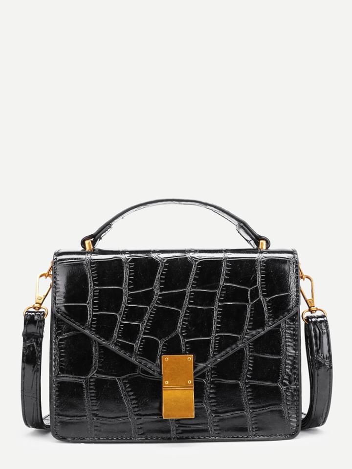 Shein Crocodile Print Flap Pu Crossbody Bag
