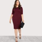 Shein Plus Solid From Fitting Dress