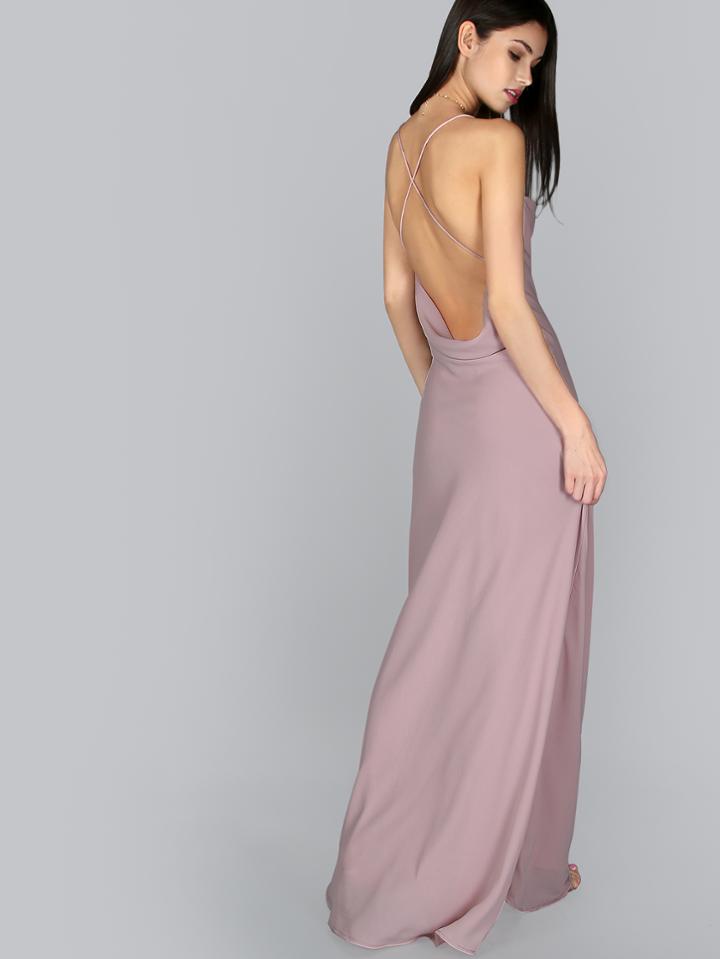 Shein Criss Cross Backless Dress Mauve