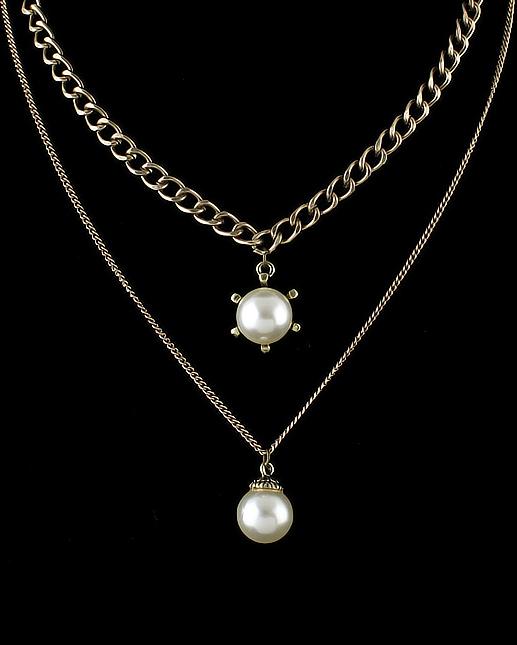 Shein Gold Pearl Double Chain Necklace