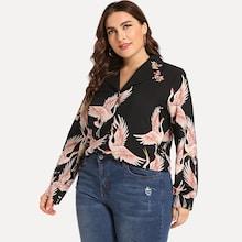 Shein Plus Single Breasted Animal Print Blouse